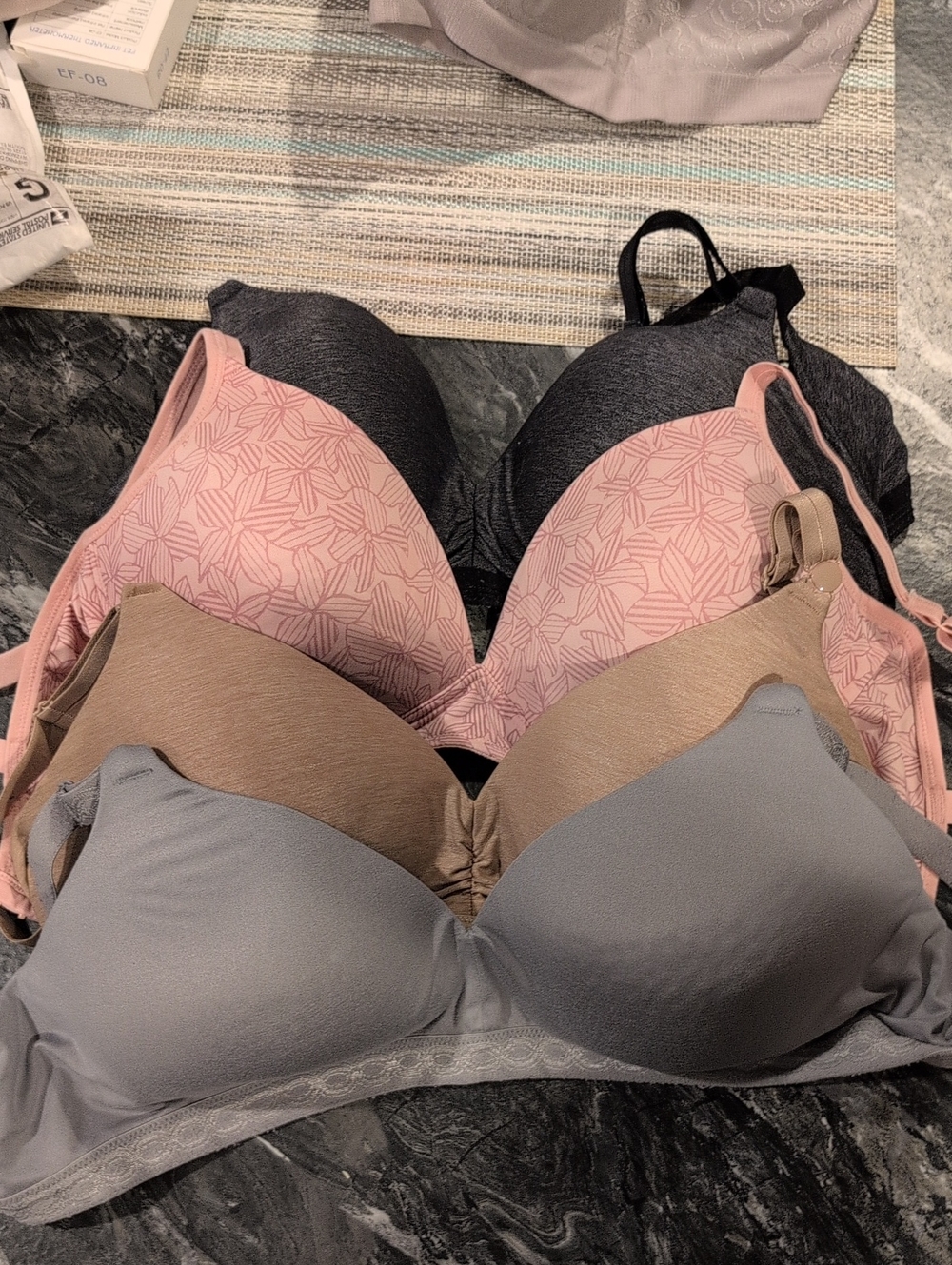Warner's Wireless Bra Trio in Pink, Gray, Beige